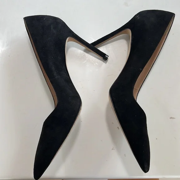 Stuart Weitzman Black Suede Heel Pumps Stilettos Point Anny Sz 9 - Picture 5 of 10